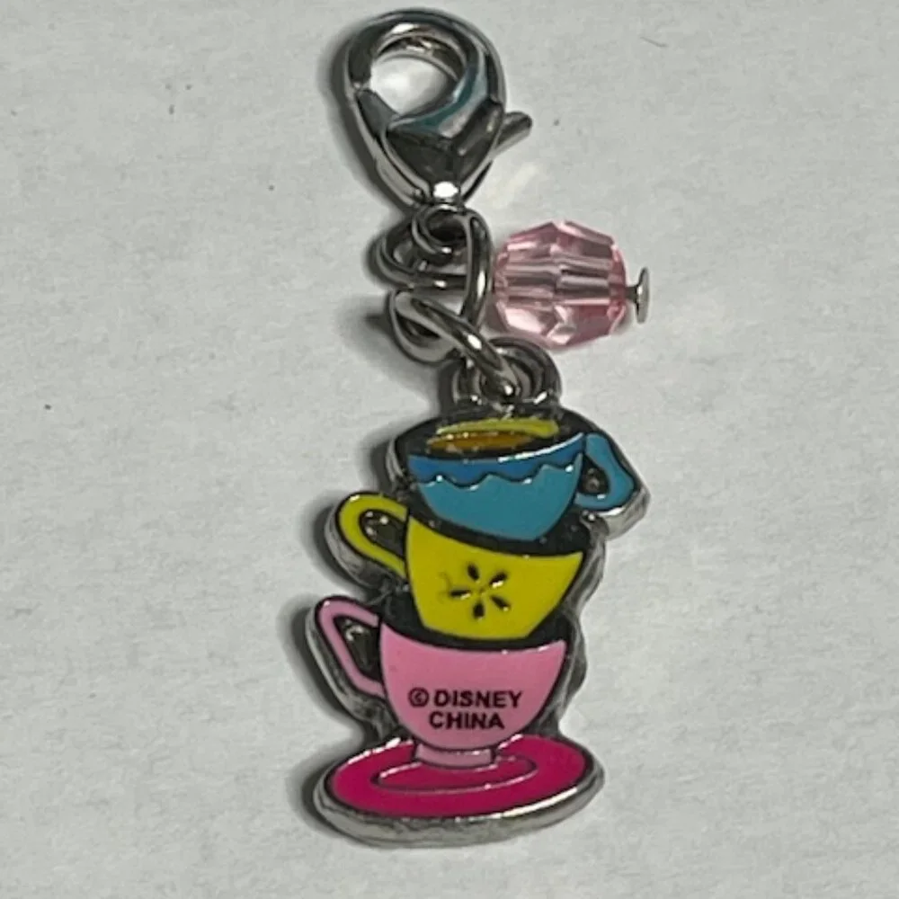 Disney Parks Dangle Charm Tea Cups Enamel Metal